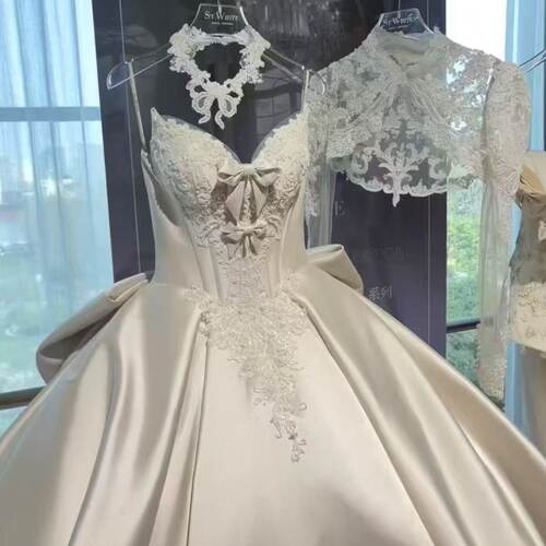 出租正版STWHITE少女安妮升级版新娘婚纱仙气复古减龄拖尾小众