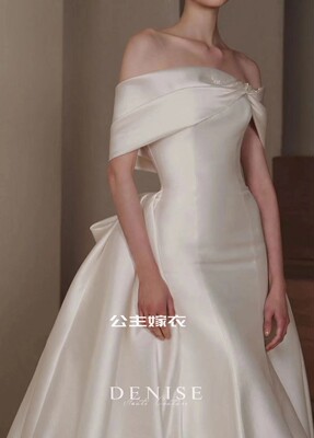 丹尼斯鱼尾婚纱缎面显瘦抹胸