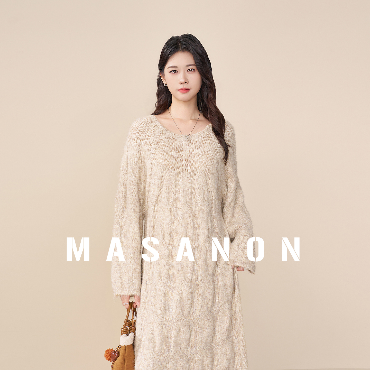 MASANON孕妇针织毛衣连衣裙冬装