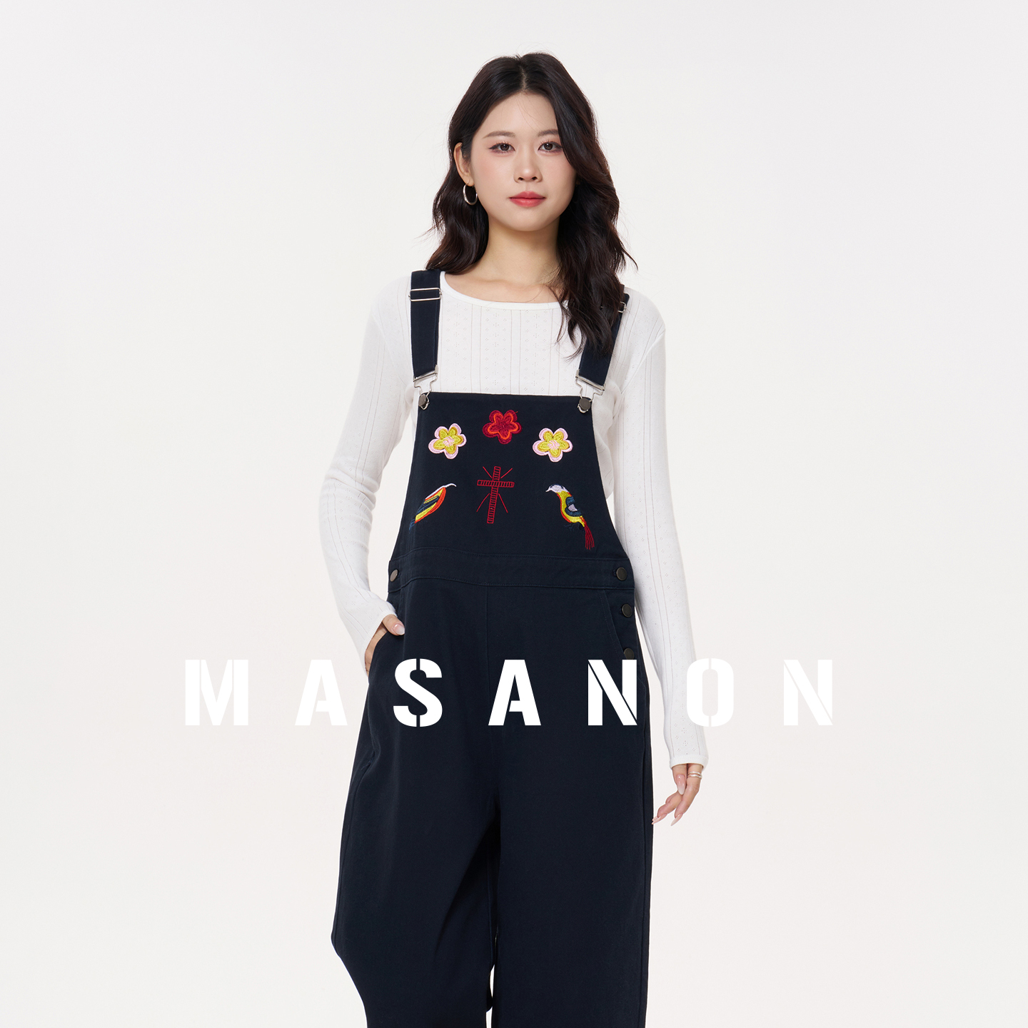 MASANON孕妇牛仔背带裤秋冬装