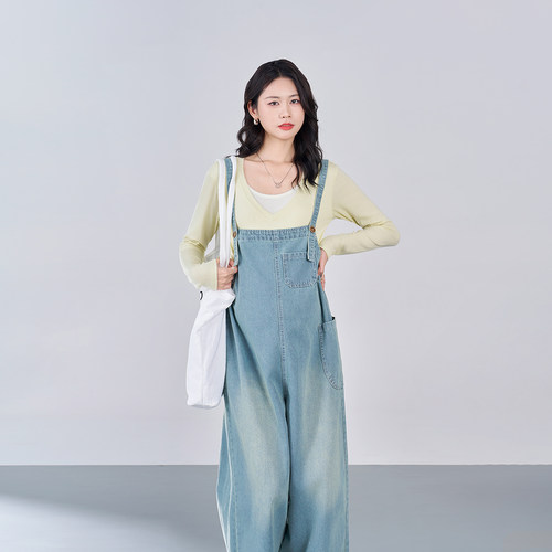 MASANON孕妇牛仔背带裤套装春夏