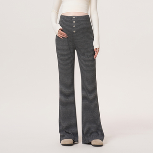 子秋季 不勒肚子长裤 外穿条纹喇叭裤 秋冬装 2025新款 MASANON孕妇裤