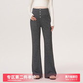 子春季 不勒肚子长裤 外穿条纹喇叭裤 春秋装 2026新款 MASANON孕妇裤