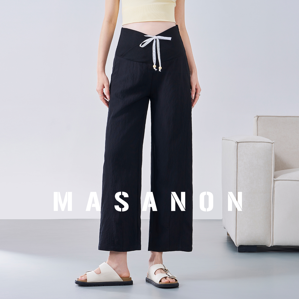 孕妇裤夏季薄款外穿2025新款托腹阔腿裤夏装九分直筒休闲裤小个子