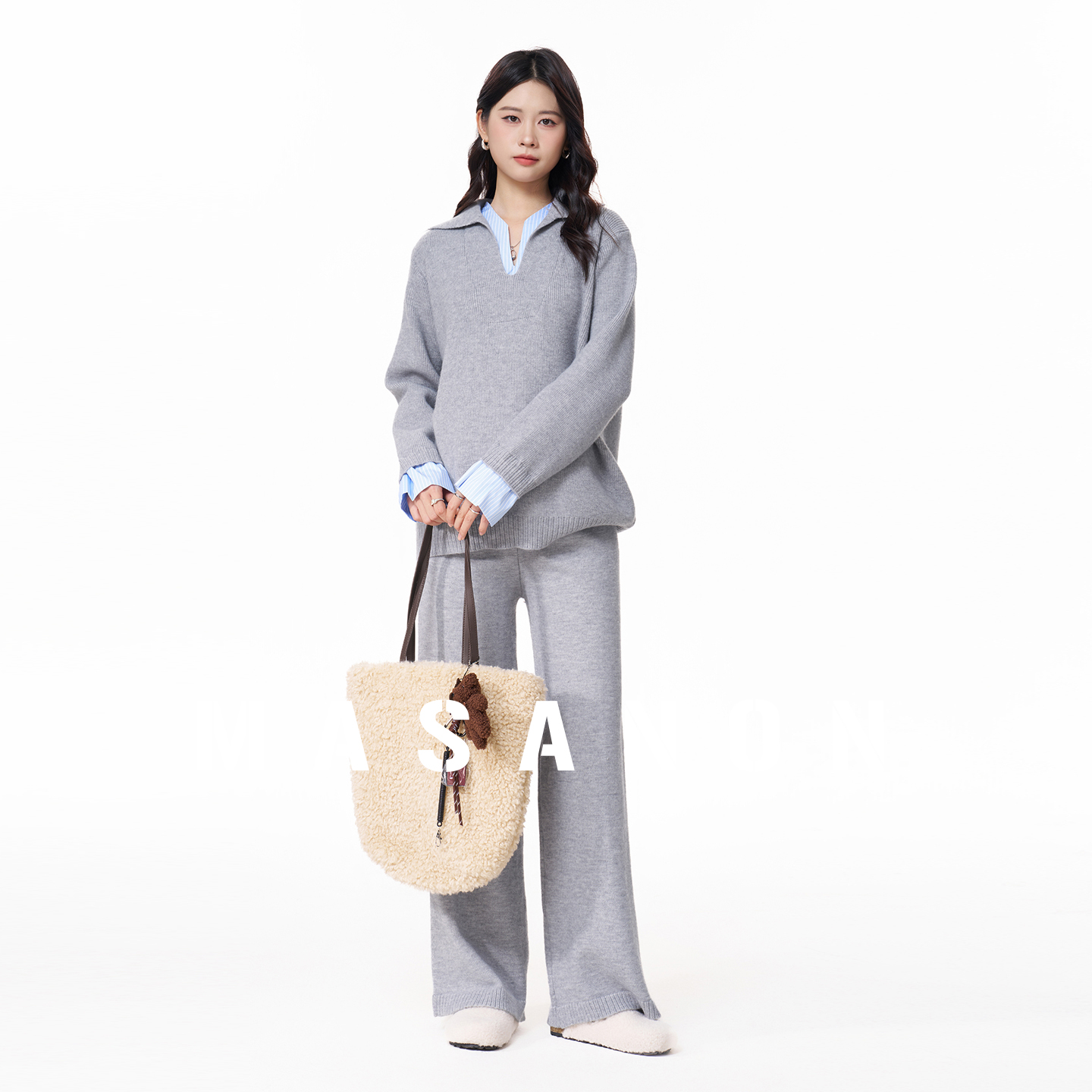 MASANON孕妇假两件上衣裤子套装