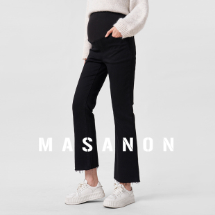 子冬装 孕妇牛仔裤 加绒加厚九分小个子显瘦喇叭裤 微喇裤 外穿 秋冬款