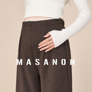 MASANON孕妇裤冬外穿加厚仿羊绒保暖裤孕早期小个子加绒阔腿裤子