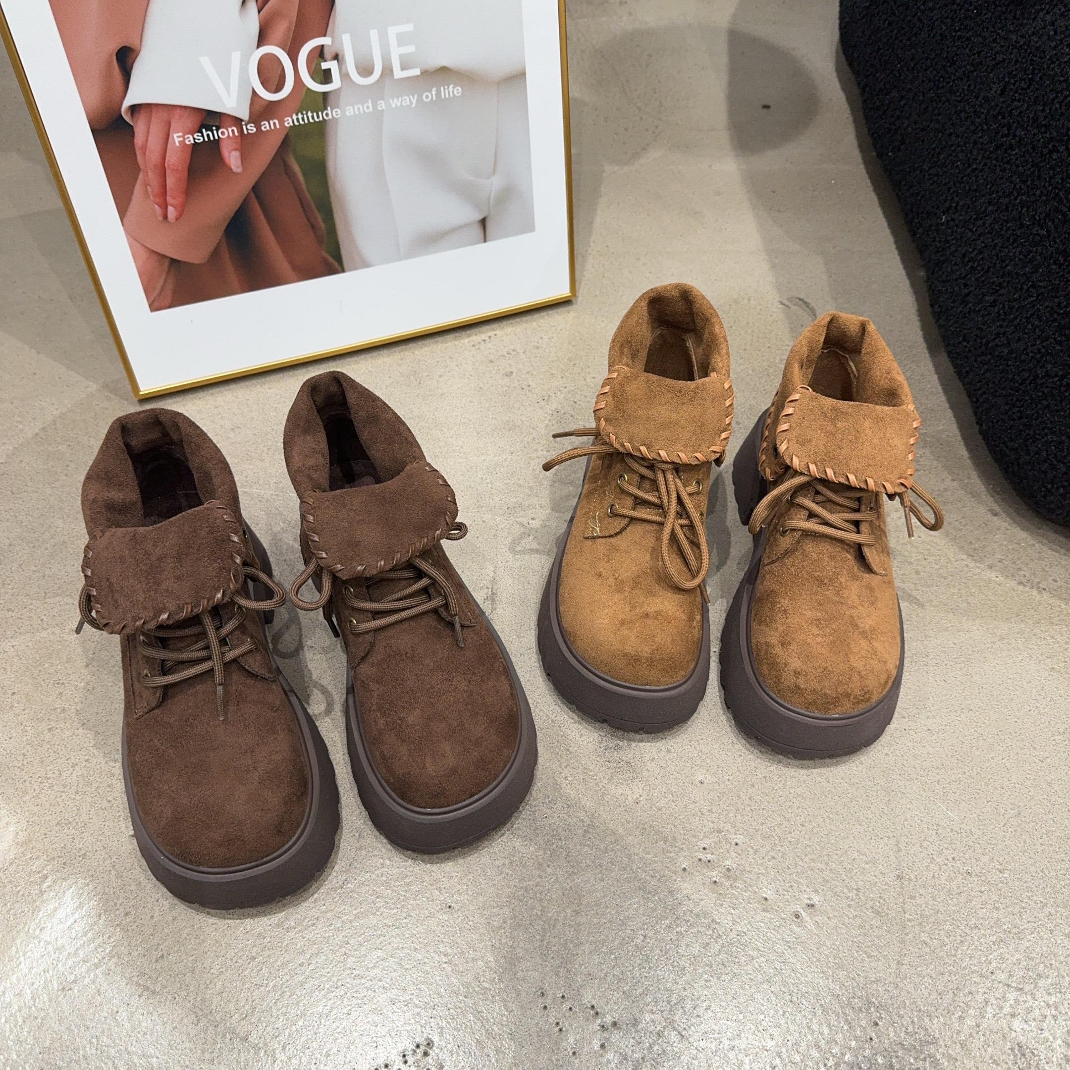 991-336乐乐家秋季新品女绒面两穿系带勃肯高靴增高5cm舒适轻盈潮