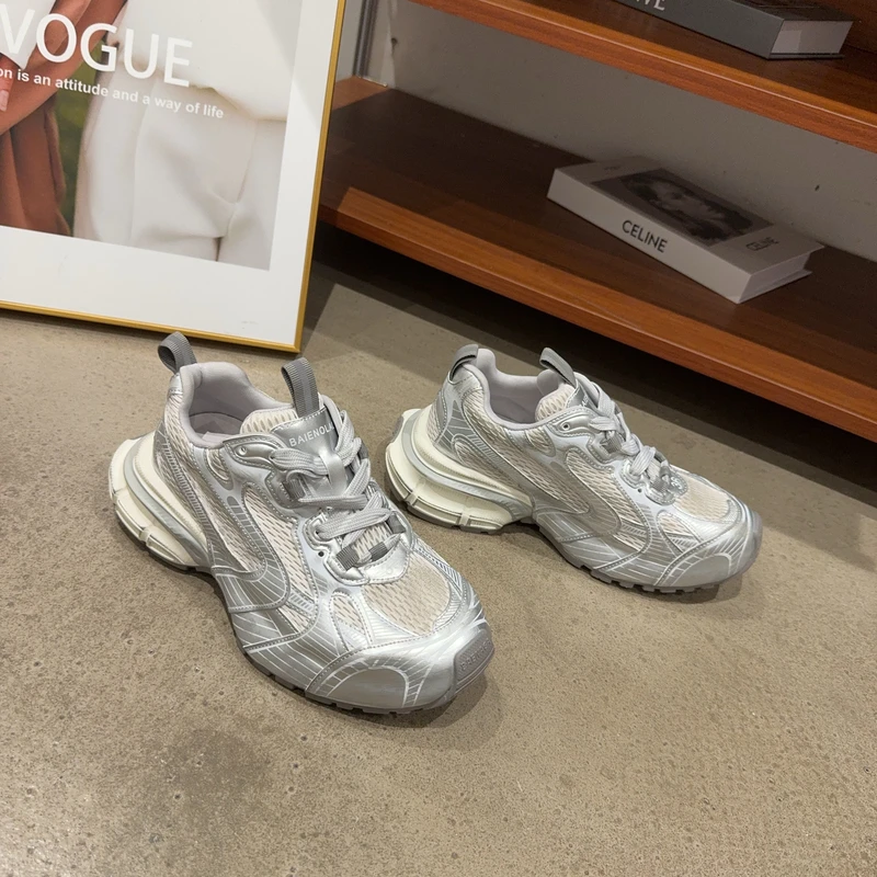 78-1秋季新品女真皮系带做旧擦色老爹鞋时尚网红同款休闲鞋潮