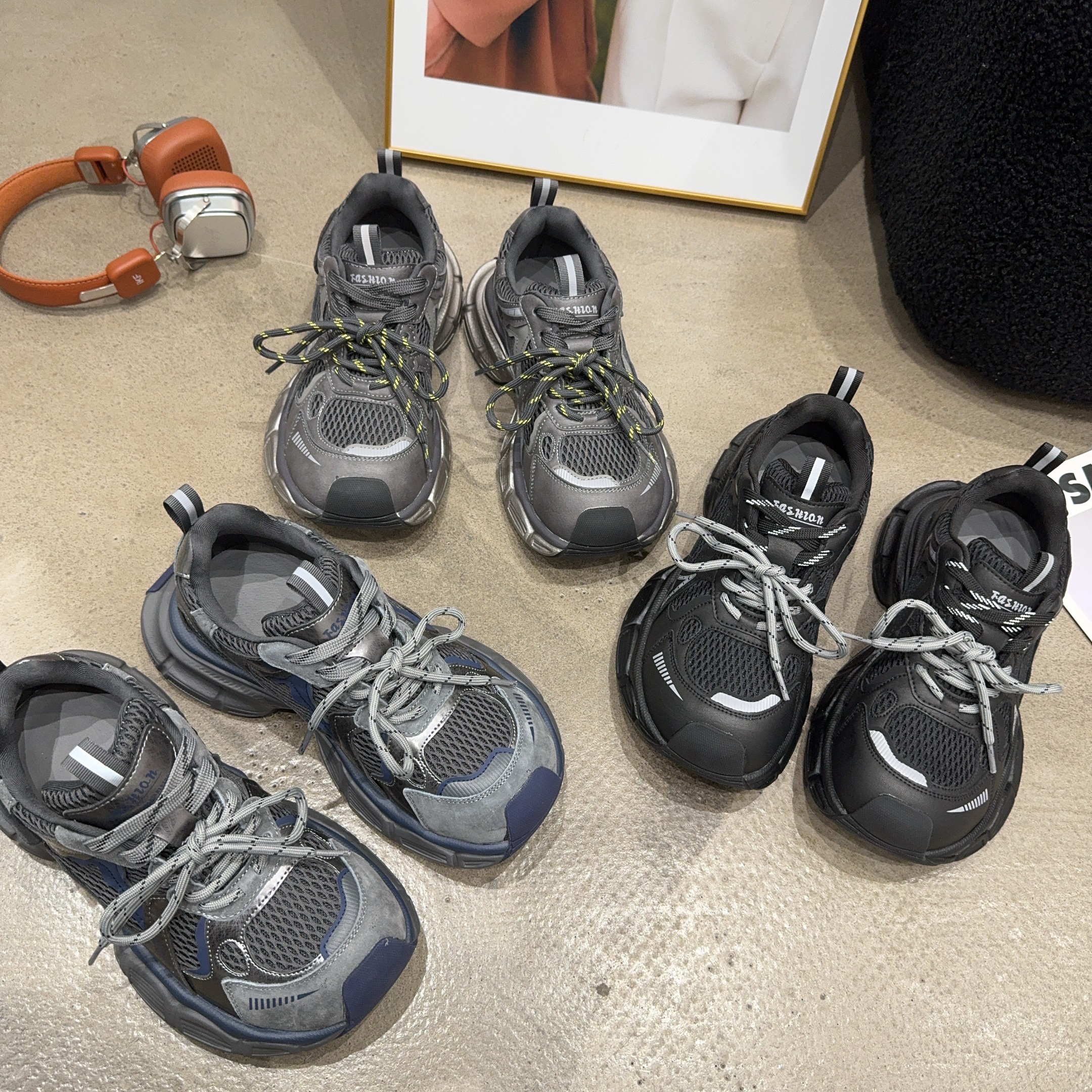 9871-8乐乐家秋季新品女真皮厚底老爹鞋双鞋带休闲鞋时尚韩版潮鞋