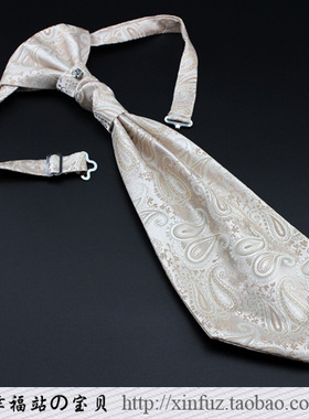 男士领带香港结 新郎司仪主持晚宴礼服燕尾服搭配 杏黄色腰果花纹