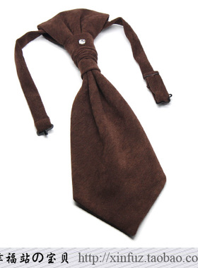 男士西装领带 结婚司仪主持礼服配饰 时尚纯色咖啡色免打式香港结