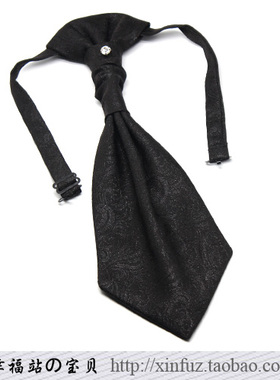 男士西装领带 结婚司仪主持礼服配饰 经典黑色花纹免打式香港结