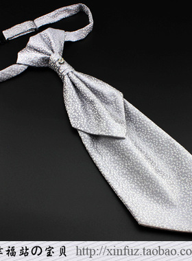 男士西装领带 结婚司仪主持礼服配饰 时尚典雅银灰色免打式香港结