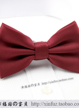 韩版男士领结 暗酒红色双层蝴蝶结 商务宴会结婚主持搭配时尚领结