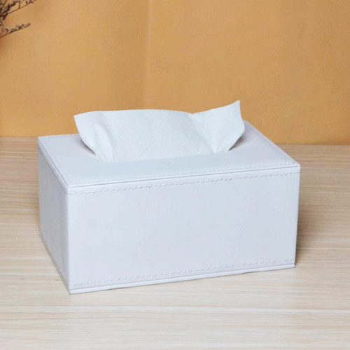 白色纸巾盒小号皮革平纹创意抽纸盒车载家用时尚纸抽盒客厅19cm