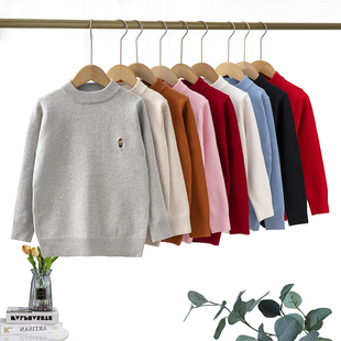 儿童毛衣男女童半高领纯棉针织打底衫中大通秋冬款款加绒加厚线衫