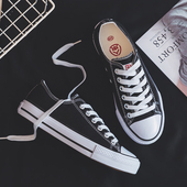 女2026春季 黑色球鞋 韩版 人本帆布鞋 学生经典 款 子百搭港风透气板鞋