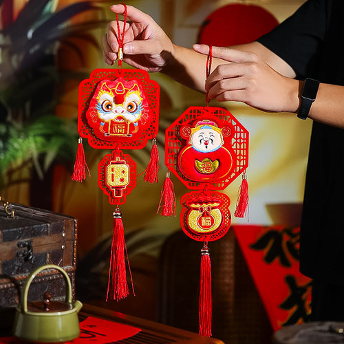 2026马年装饰福字挂件蛇年春节入户大门毛绒挂饰客厅喜庆过年布置