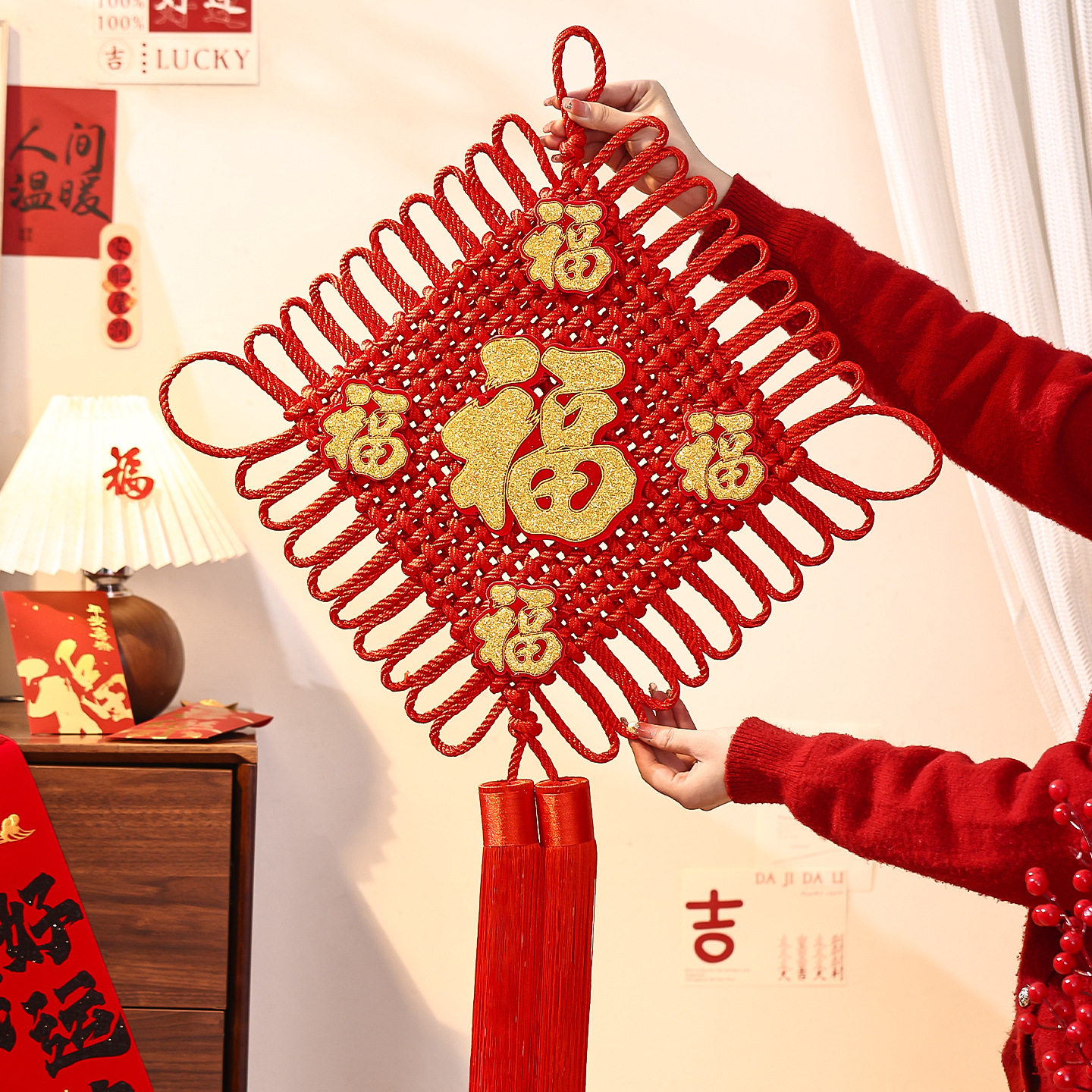 新款2026马年中国结挂件客厅大号入户门玄关吉祥福字挂饰新年装饰