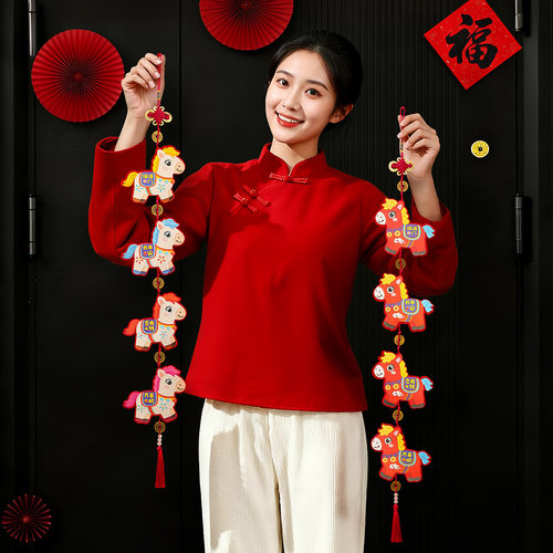 马年挂件2026新年装饰春节过年客厅入户门背景墙氛围布置福字挂饰