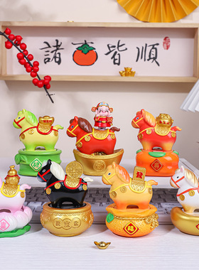 新款小马福福盲盒之福来运转唐三彩小胖马文创纪念品马年生肖摆件