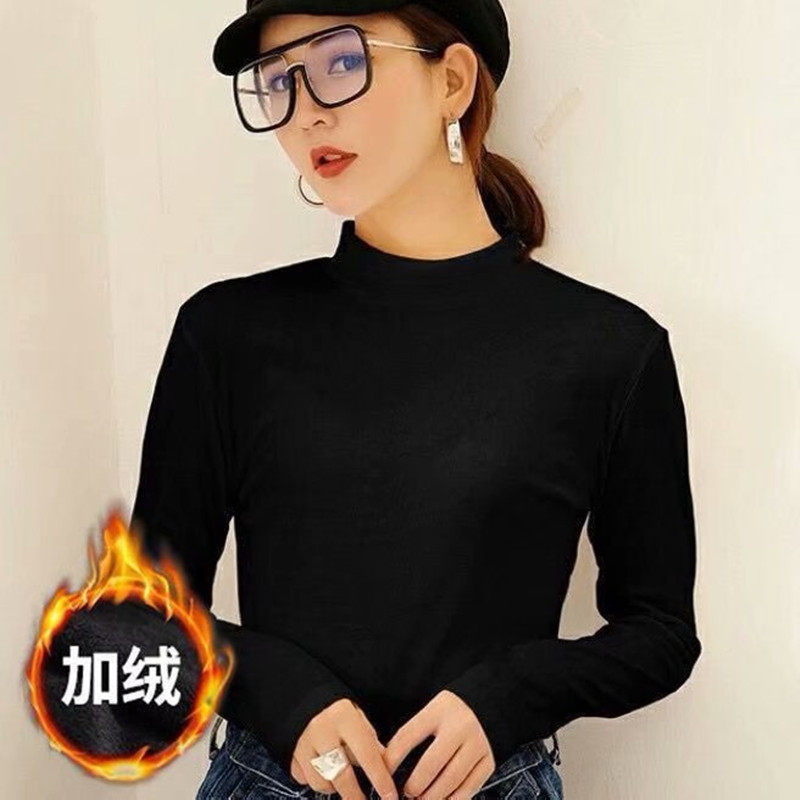 2019 Autumn and winter new pattern Korean Edition Half a Base coat Long sleeve jacket Western style Net Red Internal lap ins Ultra-firein the Women's clothing/Boutique , T-shirt  category - from Buy2taobao.com to provide professional Taobao agent buy service
