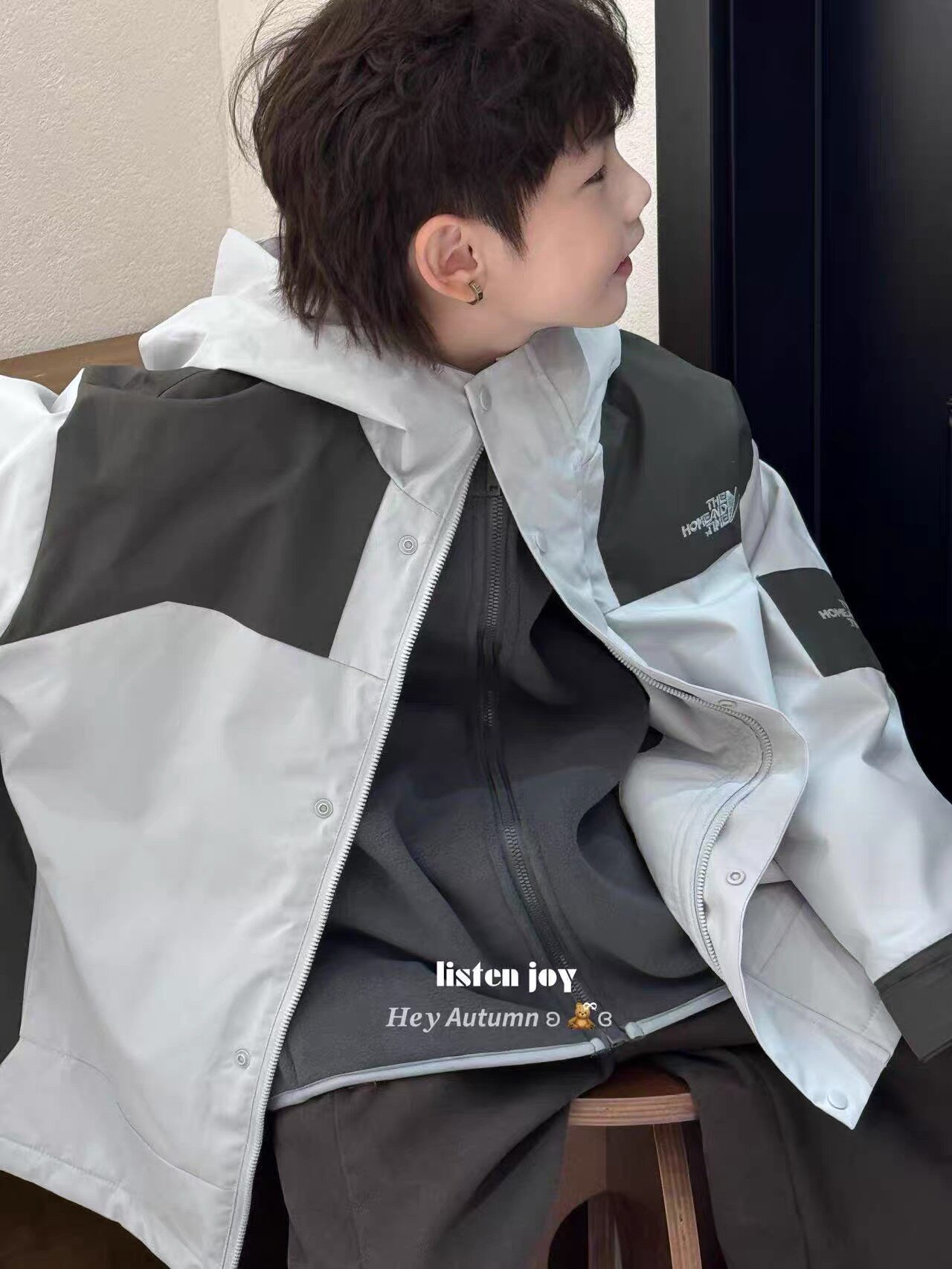波拉秋冬三合一可拆儿童冲锋衣