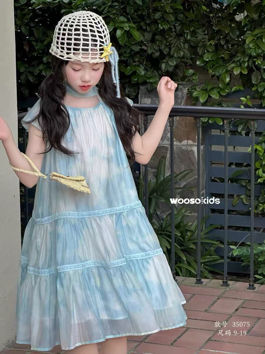 wooso女童韩版国风连衣裙夏季