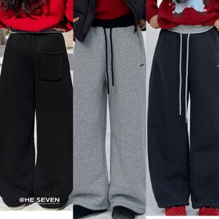 现货波拉韩国童装儿童阔腿裤冬款男女童加厚羊驼绒加厚休闲长裤子