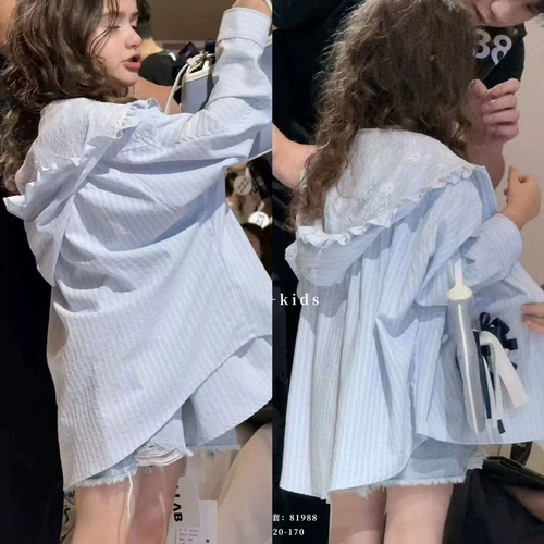 现货波拉韩国儿童装衬衫2026夏季新款女童韩版休闲上衣潮范防晒服