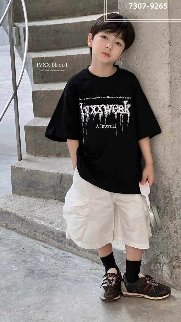 Ivxx波拉韩国童装短袖T恤衫2026夏季新款男童韩版宽松休闲上衣