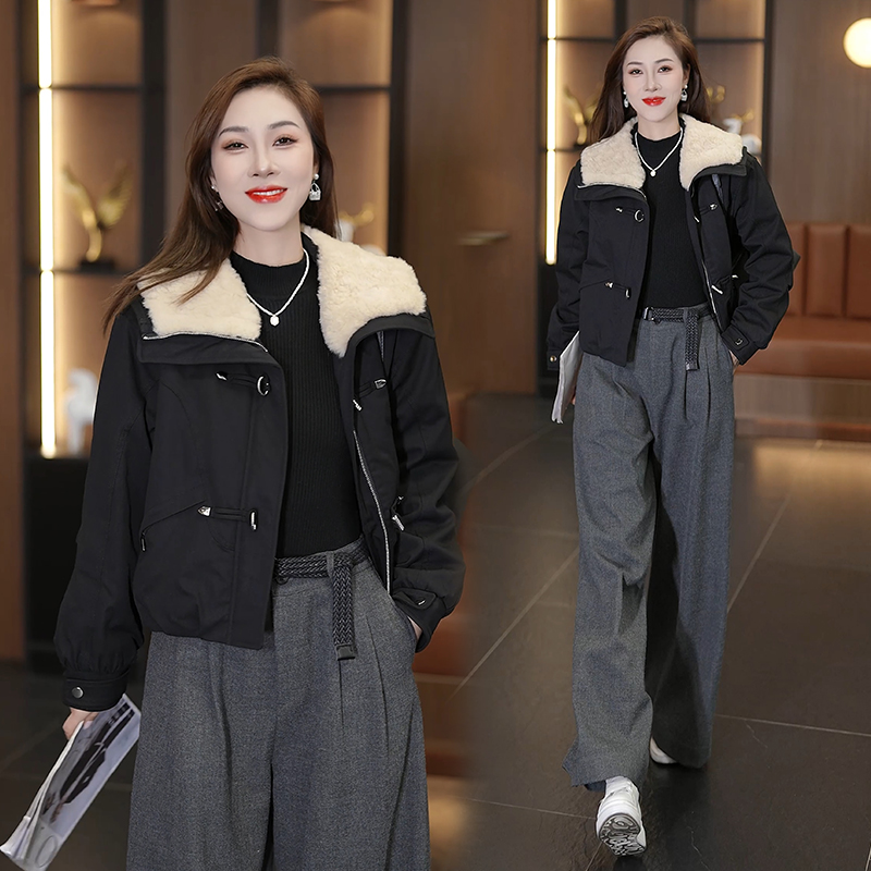 毛领派克服宽松休闲夹棉加厚棉衣