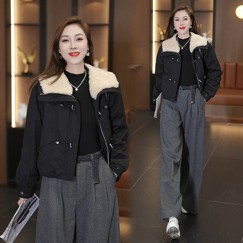 毛领派克服宽松休闲夹棉加厚棉衣