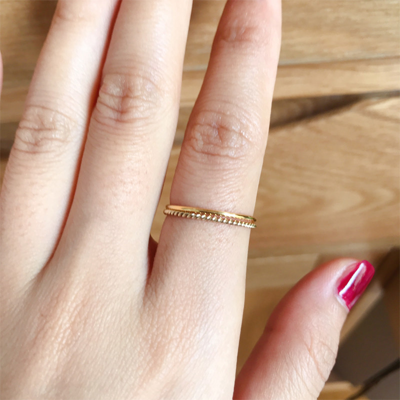 ops戴百搭14K包金简约基础戒指