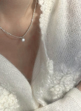 OPs手工编织闪亮波光粼粼一克拉锆钻小众设计感纯银项链锁骨链