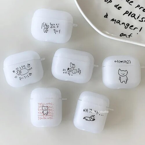 韩系手绘插画AirPods4保护套软壳
