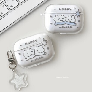 2代无线蓝牙耳机保护套airpods 日韩ins小众可爱治愈happy pro2透明软壳 winter星光猫咪适用苹果airpods