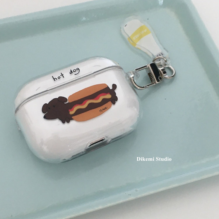 韩国ins小众可爱汉堡香肠狗狗无线蓝牙耳机套软壳适用苹果airpods 4/3/2代耳机保护套airpods pro2透明软壳