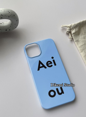 韩国菲林ins极简蓝色字母适用iphone13/12promax苹果11手机壳半包