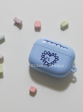 韩系ins小众可爱奶蓝色爱心花朵菲林适用airpods4/2无线蓝牙耳机套苹果airpods pro2/3硬保护壳