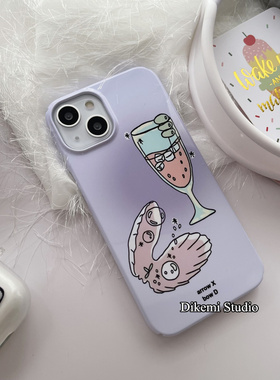 韩国ins小众设计温柔紫色贝壳菲林保护套15适用于iphone13/14promax苹果11手机壳套xr硬12亮面