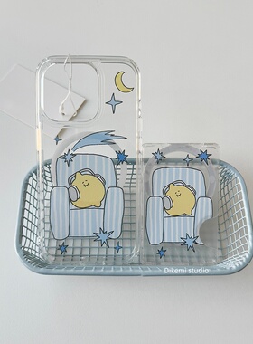 韩国ins小众甜美可爱漫画听音乐说晚安17磁吸手机壳适用于iPhone16promax苹果15promax/14/13/12手机保护套