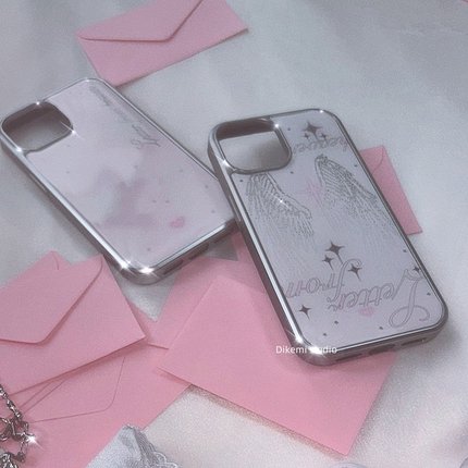 韩国ins小众Y2K甜酷辣妹天使翅膀电镀银边壳适用iphone17/16promax苹果15promax/13/12全包14pro手机保护套
