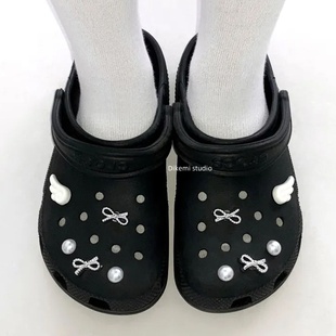 韩系ins风小众Y2K甜美翅膀蝴蝶结适配Crocs洞洞鞋扣diy可拆卸鞋花