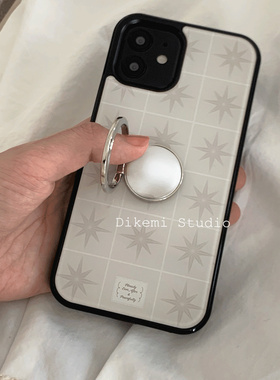 韩国ins小众复古个性指环支架17pro黑边软壳适用iphone15promax/16pro苹果13/12/11全包14pro手机保护套