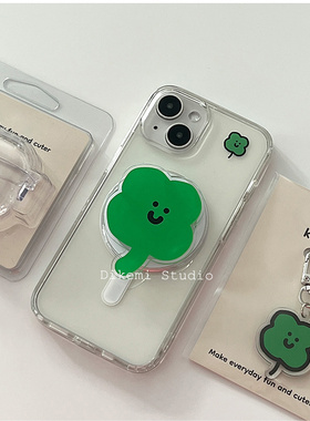 韩国ins小众可爱卡通幸运四叶草magsafe手机壳磁吸支架适用于iPhone16promax/15pro苹果17/13/14手机保护套