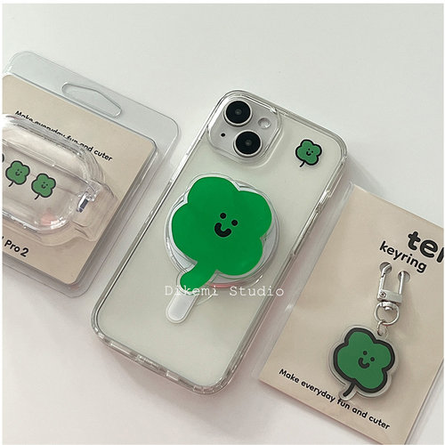 苹果16可爱四叶草磁吸支架软壳