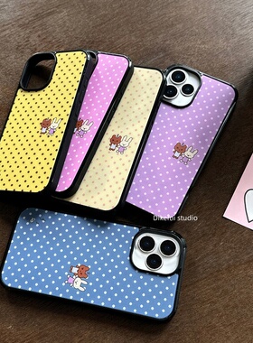 韩国ins小众欧尼同款可爱波点兔子黑边手机壳适用iphone17promax苹果16promax/15/14/13手机保护套个性