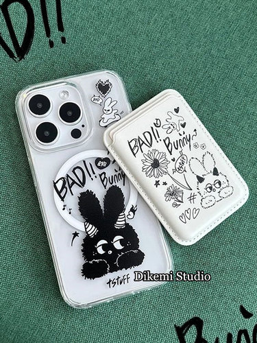 苹果15pro皮质ins甜酷磁吸壳卡包